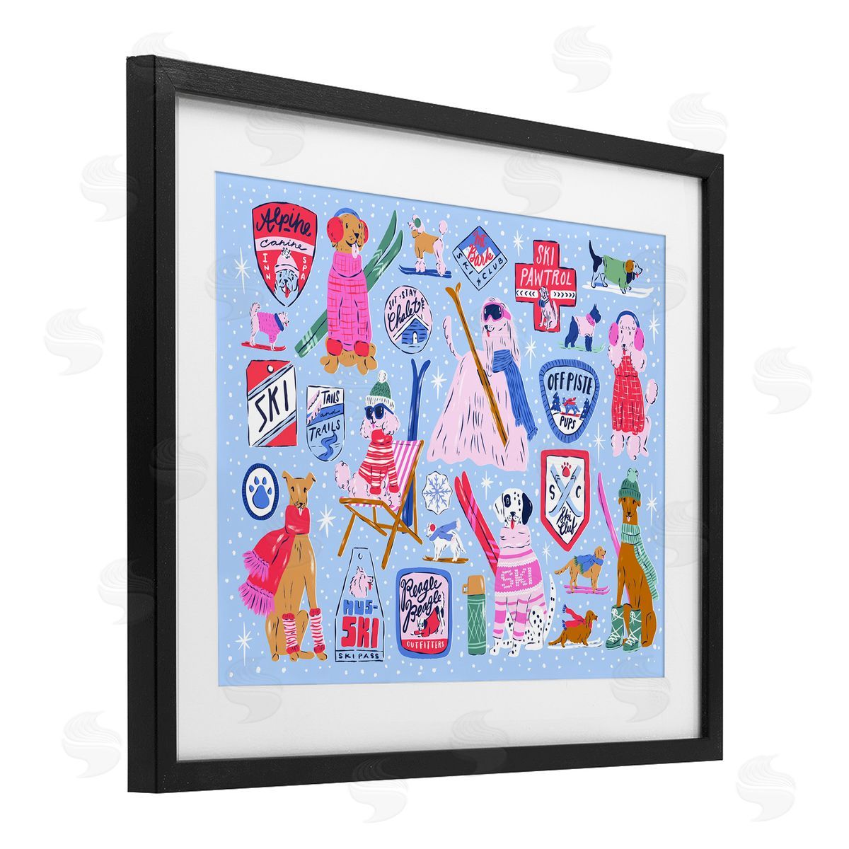 Krissy Mast Ski Dogs Composition Canvas Wall Art Print