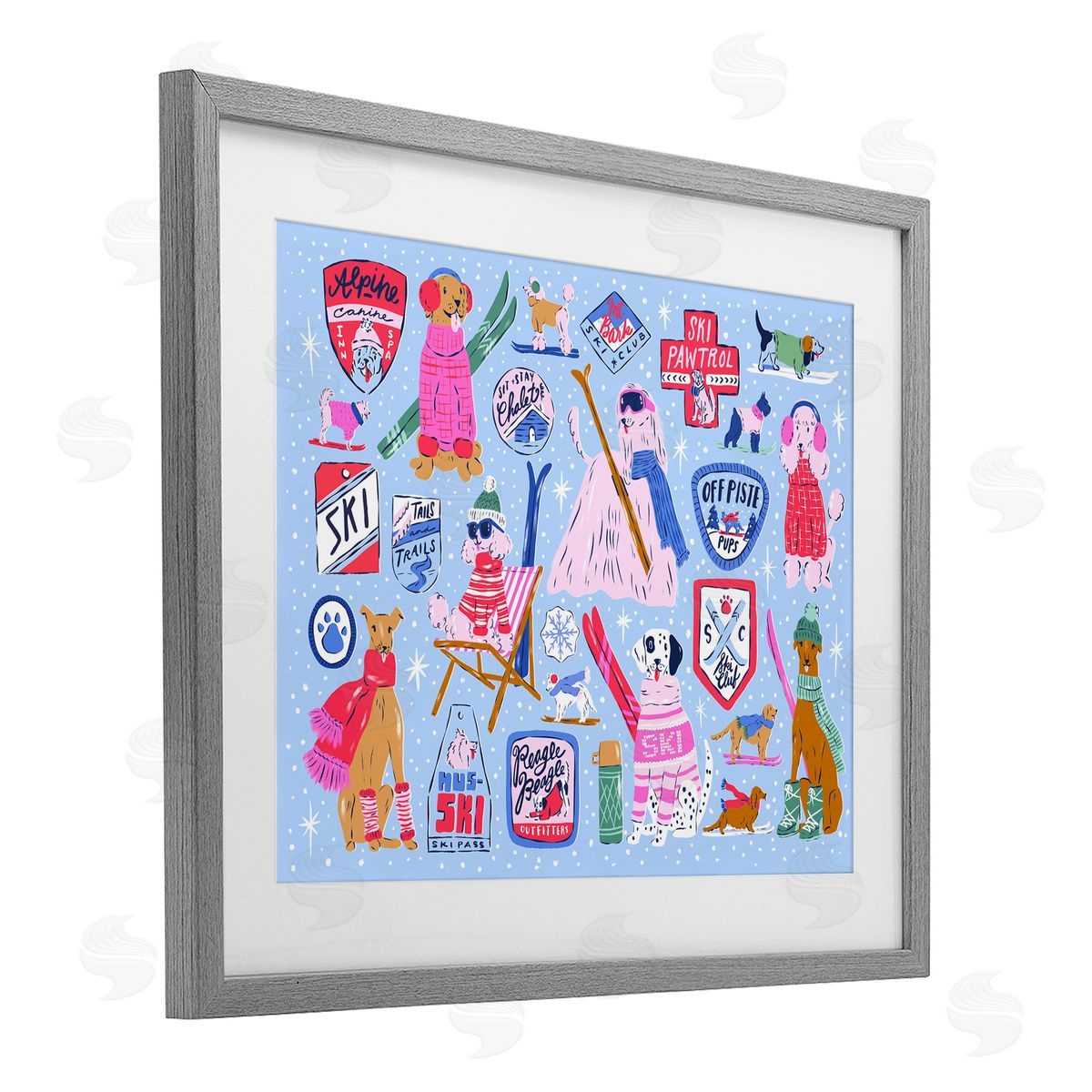 Krissy Mast Ski Dogs Composition Canvas Wall Art Print