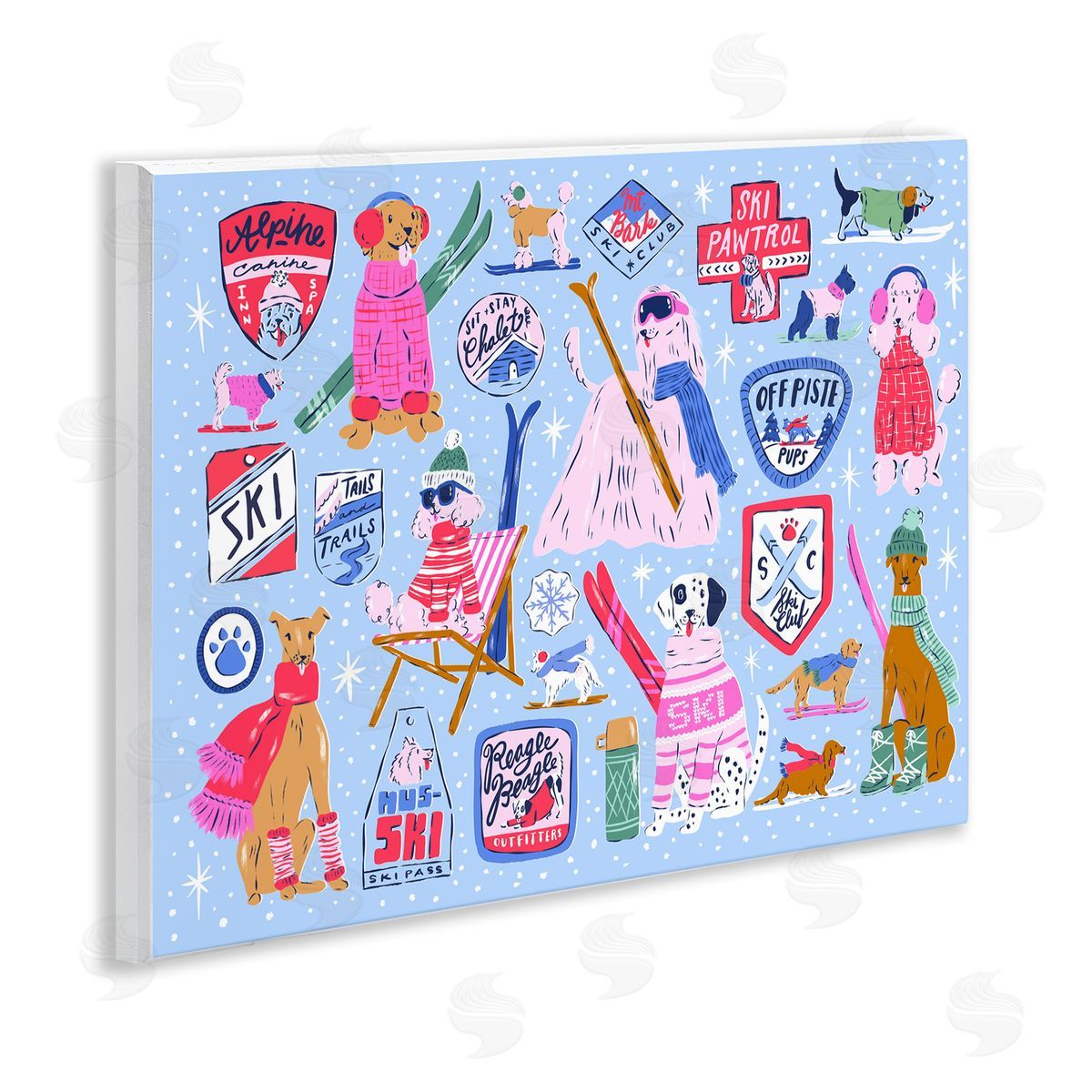 Krissy Mast Ski Dogs Composition Canvas Wall Art Print