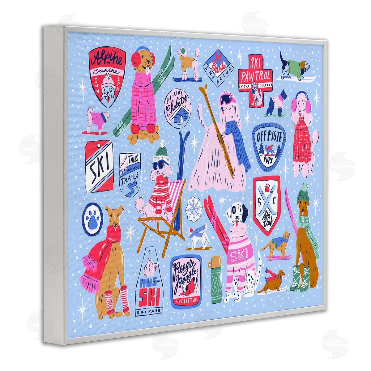 Krissy Mast Ski Dogs Composition Canvas Wall Art Print