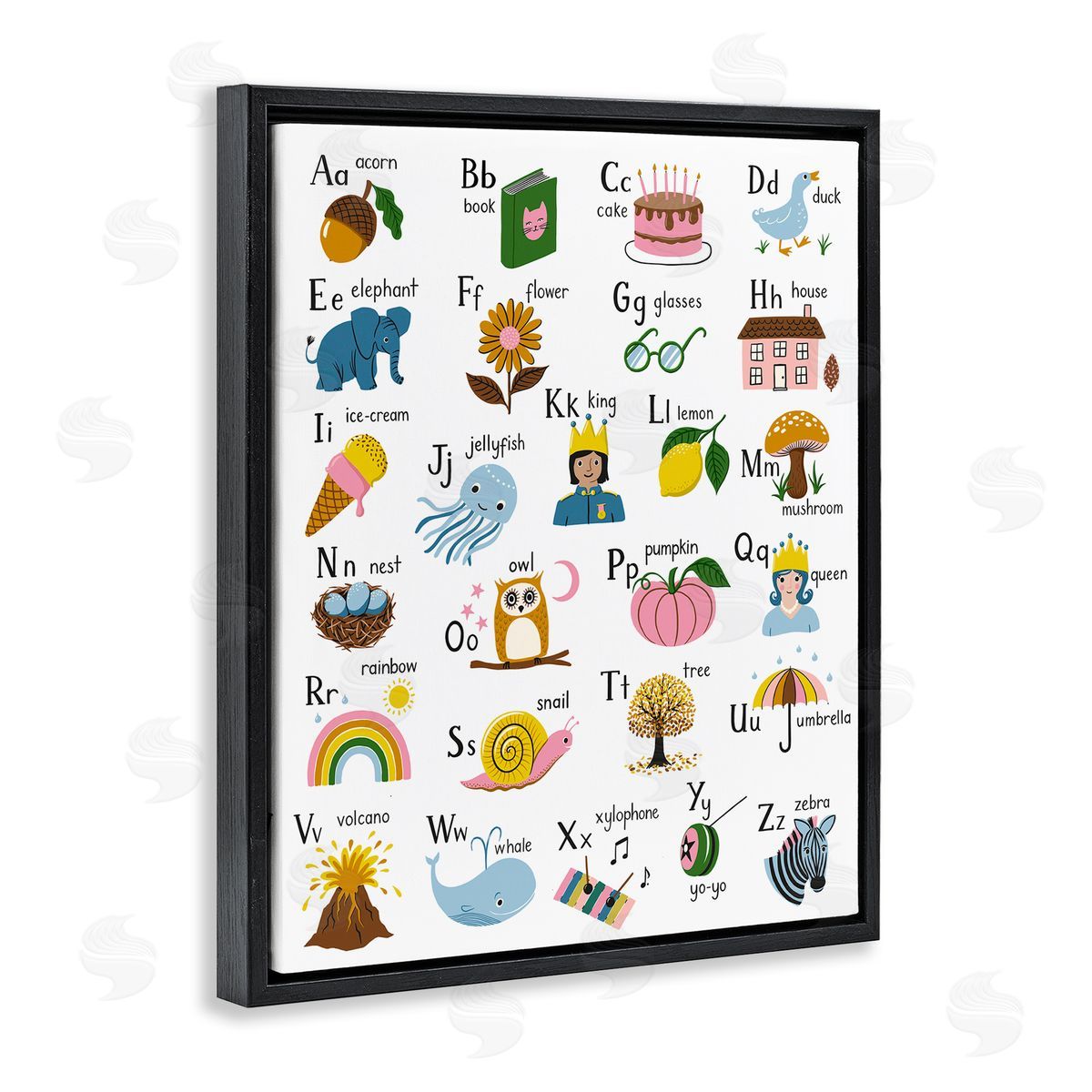 Bex Morley Design Fun Illustrated Alphabet Canvas Wall Art Print