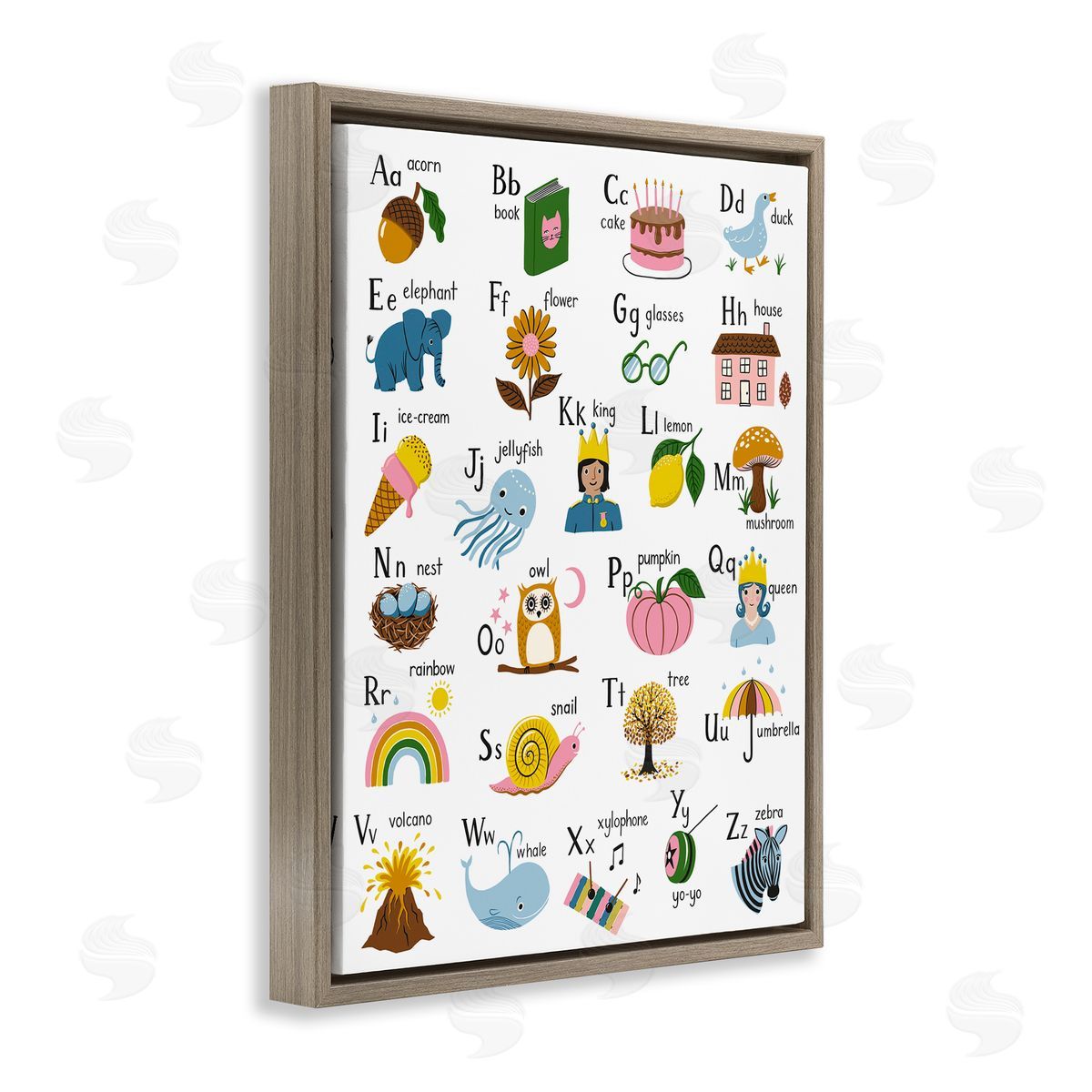 Bex Morley Design Fun Illustrated Alphabet Canvas Wall Art Print