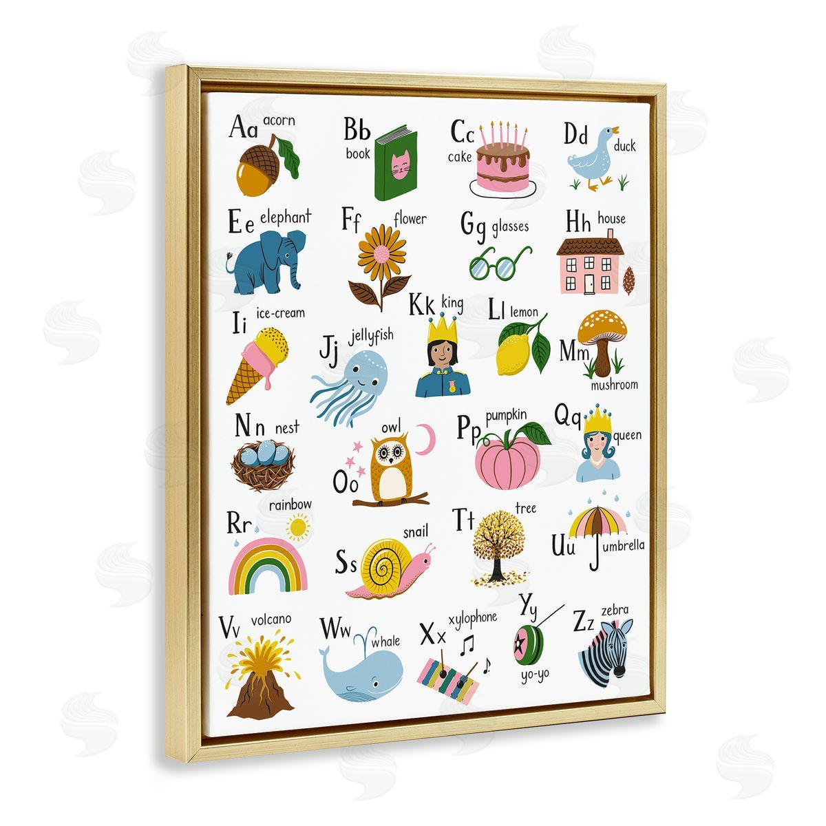 Bex Morley Design Fun Illustrated Alphabet Canvas Wall Art Print