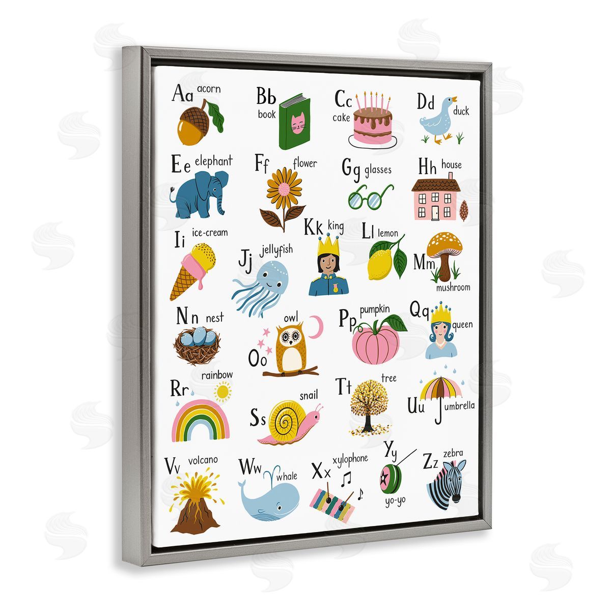 Bex Morley Design Fun Illustrated Alphabet Canvas Wall Art Print