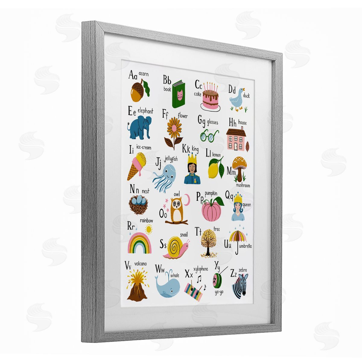 Bex Morley Design Fun Illustrated Alphabet Canvas Wall Art Print