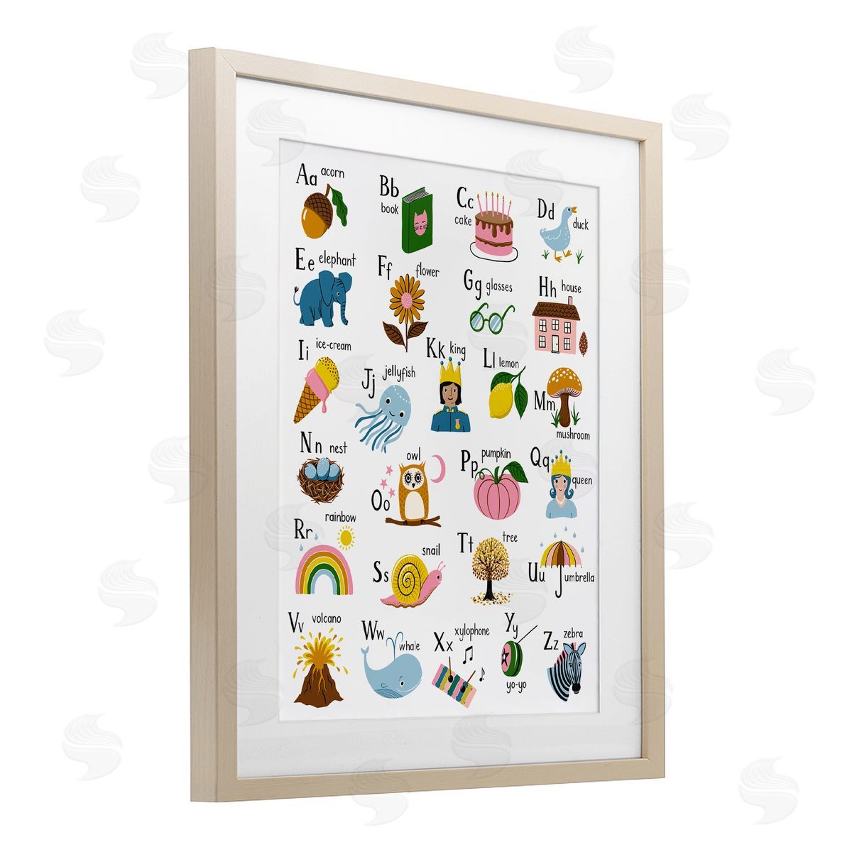Bex Morley Design Fun Illustrated Alphabet Canvas Wall Art Print