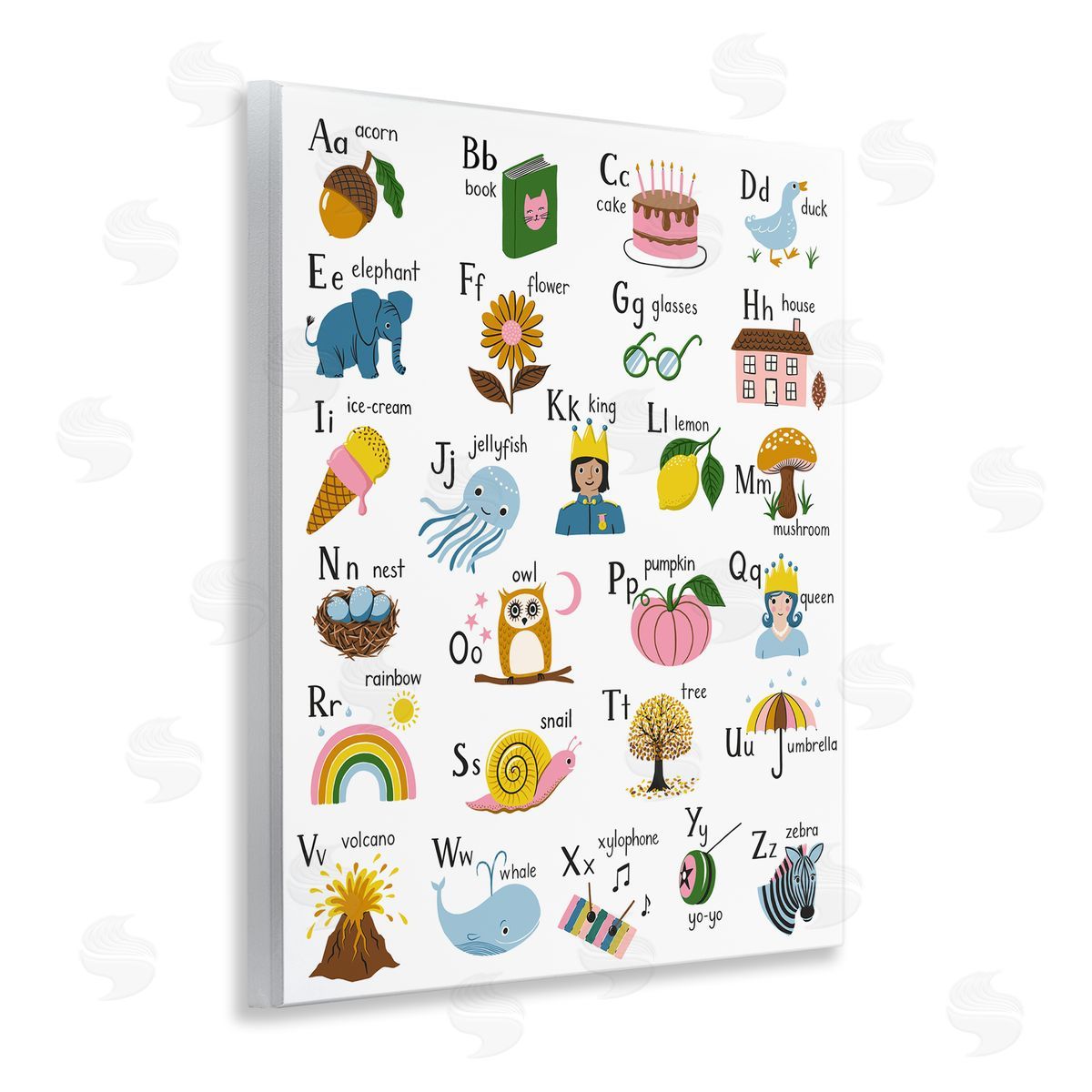 Bex Morley Design Fun Illustrated Alphabet Canvas Wall Art Print