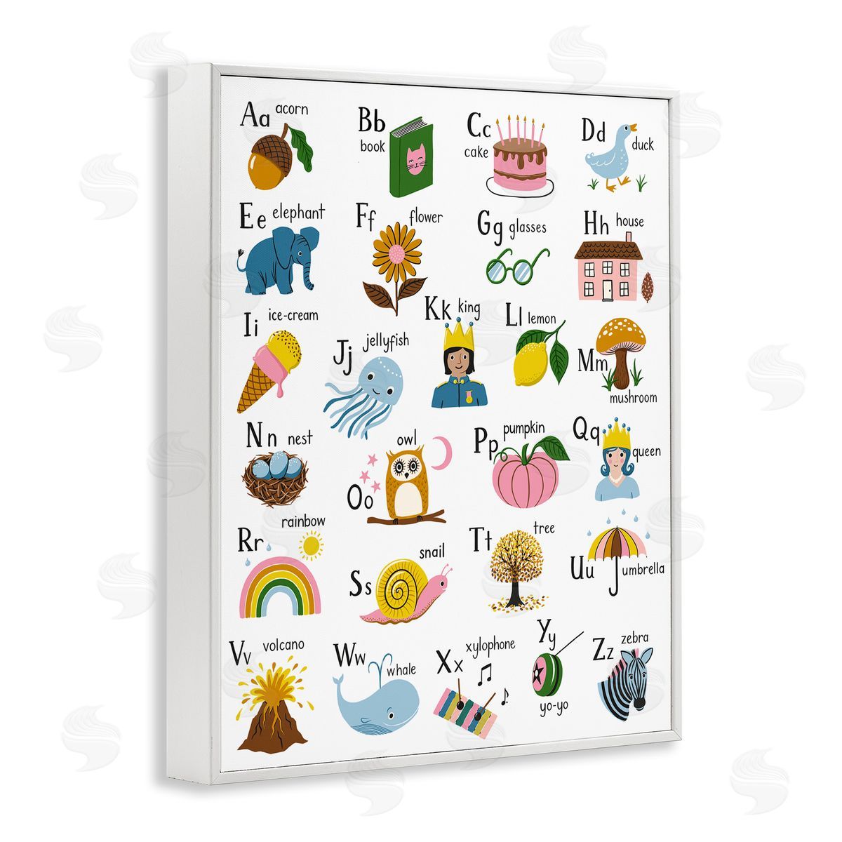 Bex Morley Design Fun Illustrated Alphabet Canvas Wall Art Print