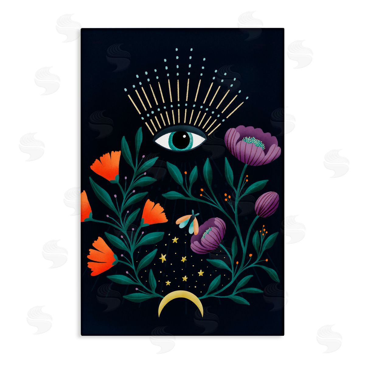 Metka Hiti Mystical Floral Evil Eye Canvas Wall Art Print