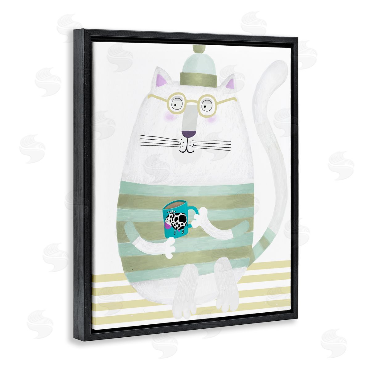 Carla Daly Cat with Cow Mug Canvas Wall Art Print