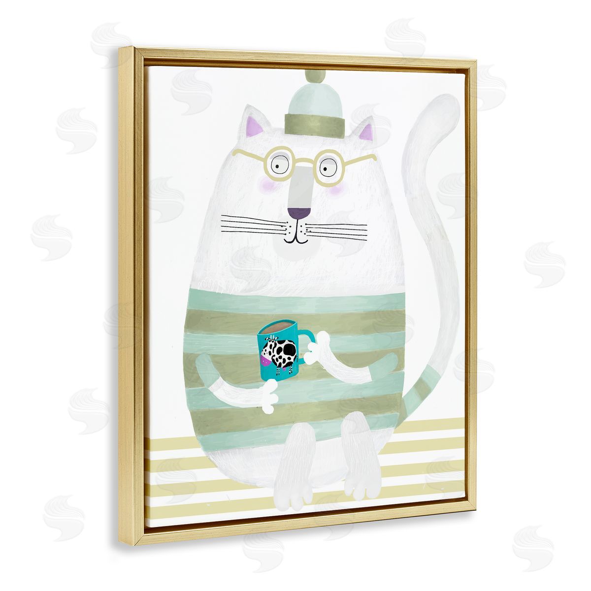 Carla Daly Cat with Cow Mug Canvas Wall Art Print