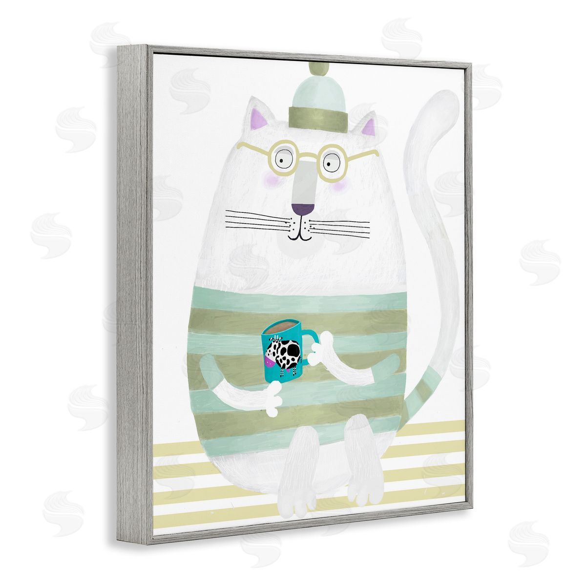 Carla Daly Cat with Cow Mug Canvas Wall Art Print