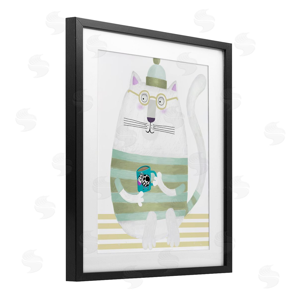 Carla Daly Cat with Cow Mug Canvas Wall Art Print