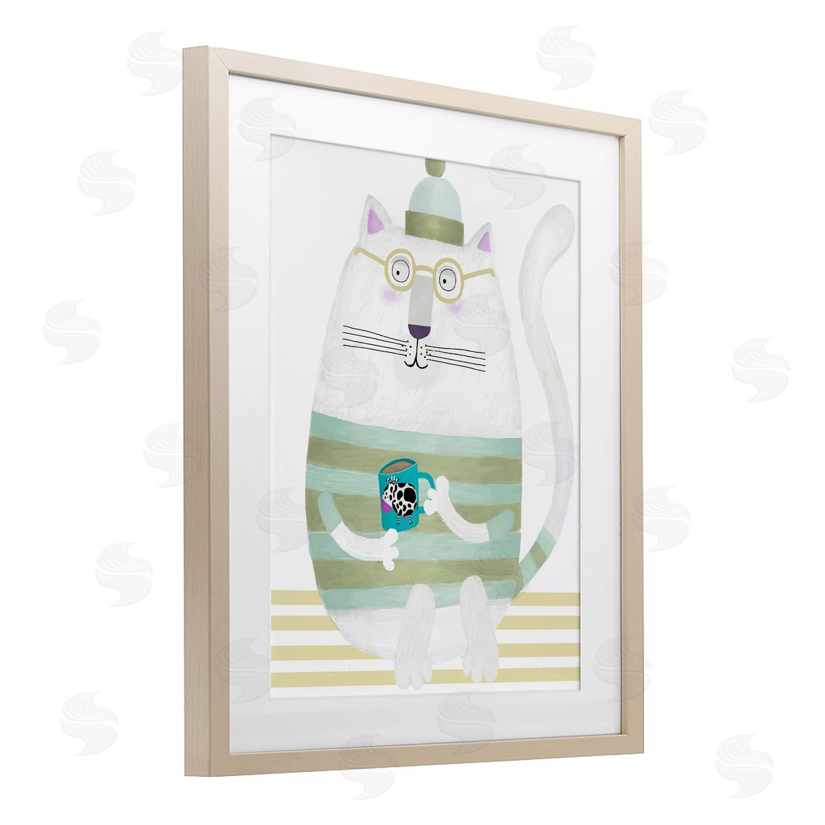 Carla Daly Cat with Cow Mug Canvas Wall Art Print