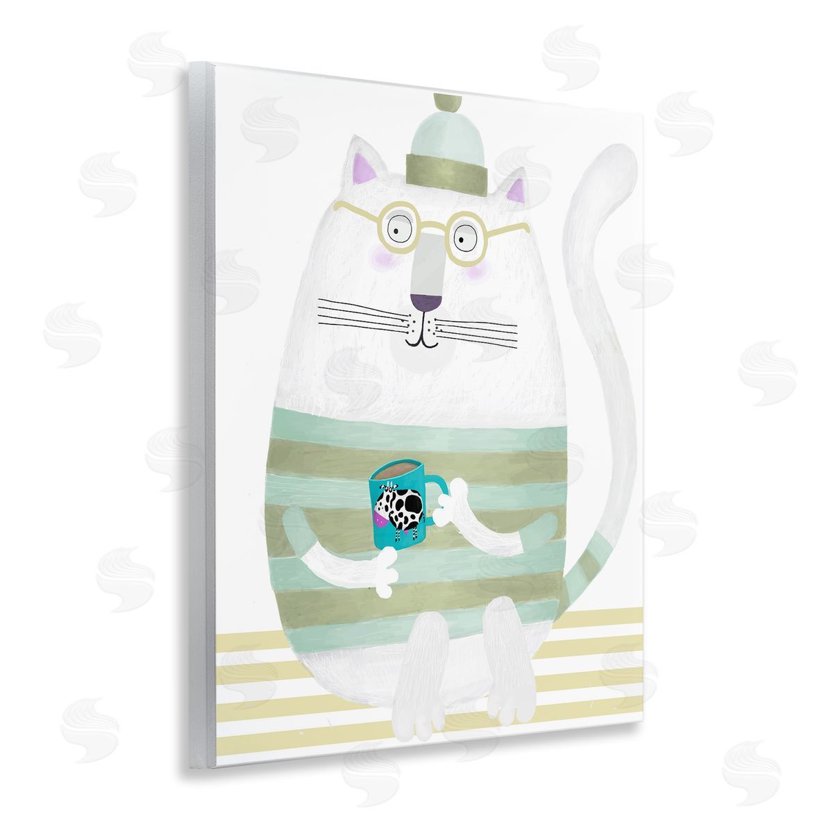 Carla Daly Cat with Cow Mug Canvas Wall Art Print