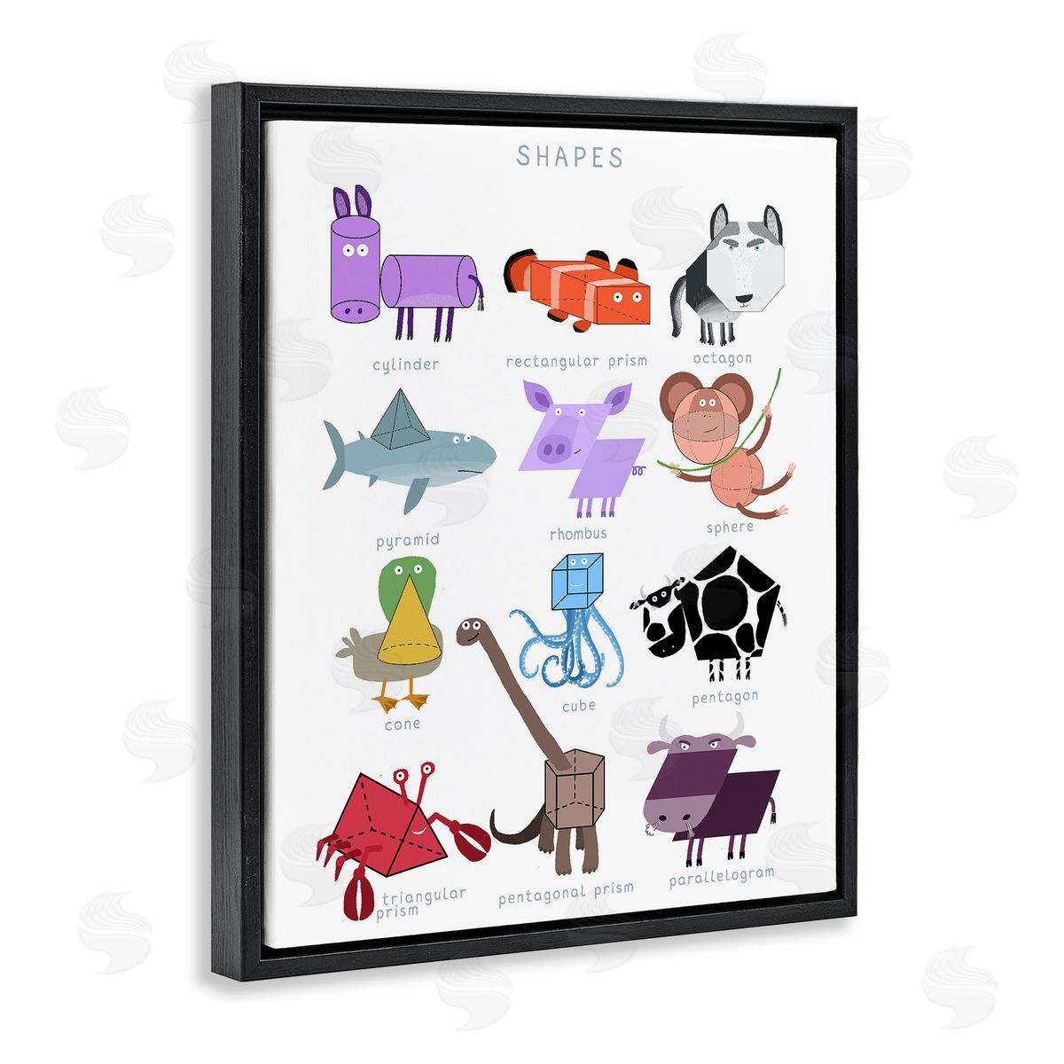 Carla Daly Learning 3D Shapes with Animals Canvas Wall Art Print