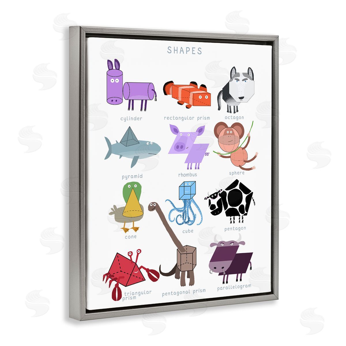 Carla Daly Learning 3D Shapes with Animals Canvas Wall Art Print