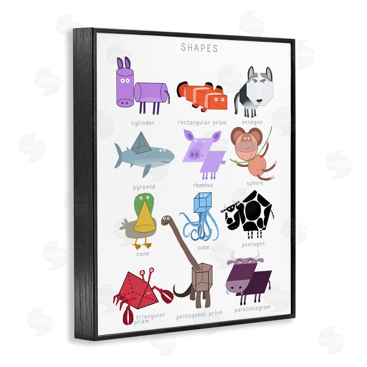 Carla Daly Learning 3D Shapes with Animals Canvas Wall Art Print