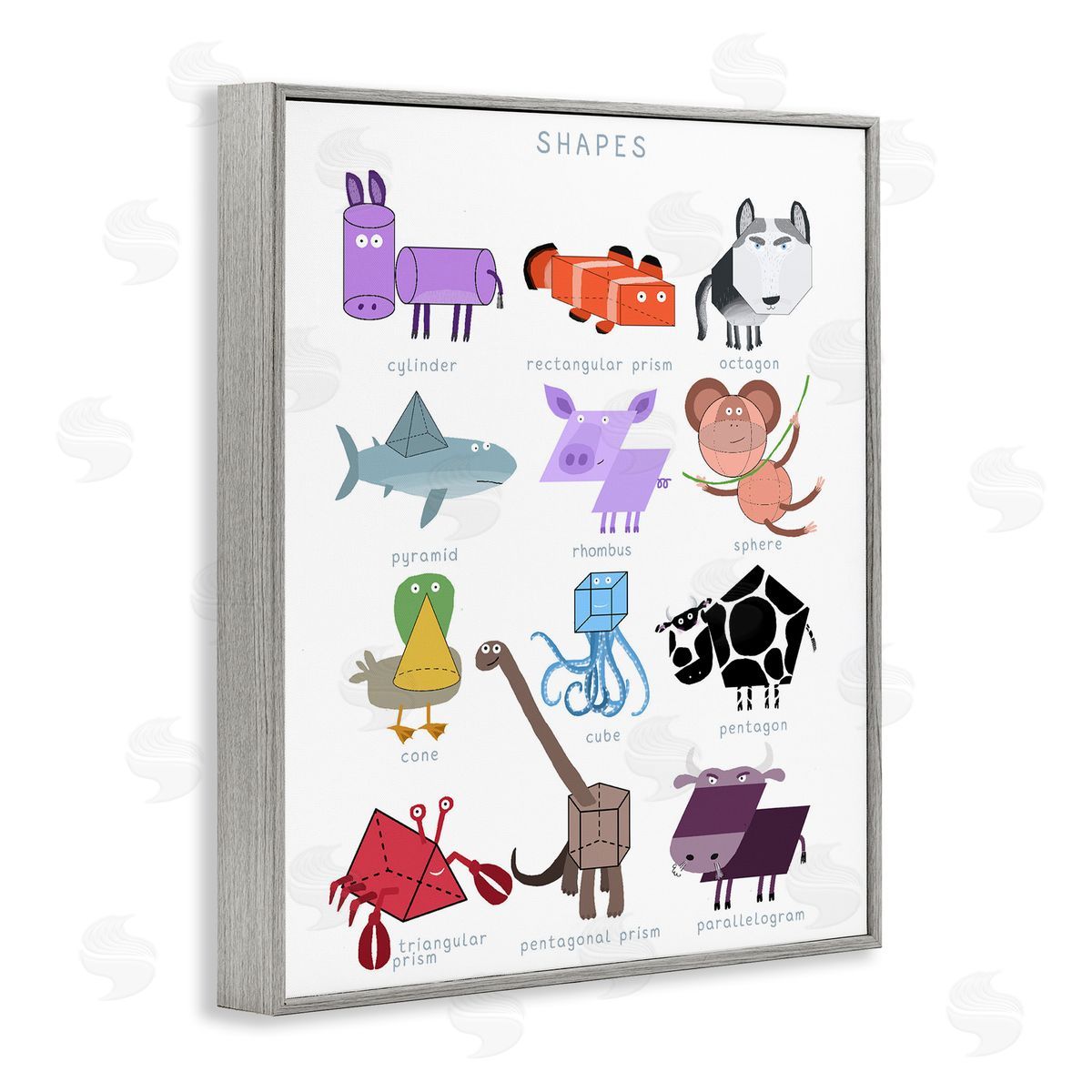 Carla Daly Learning 3D Shapes with Animals Canvas Wall Art Print