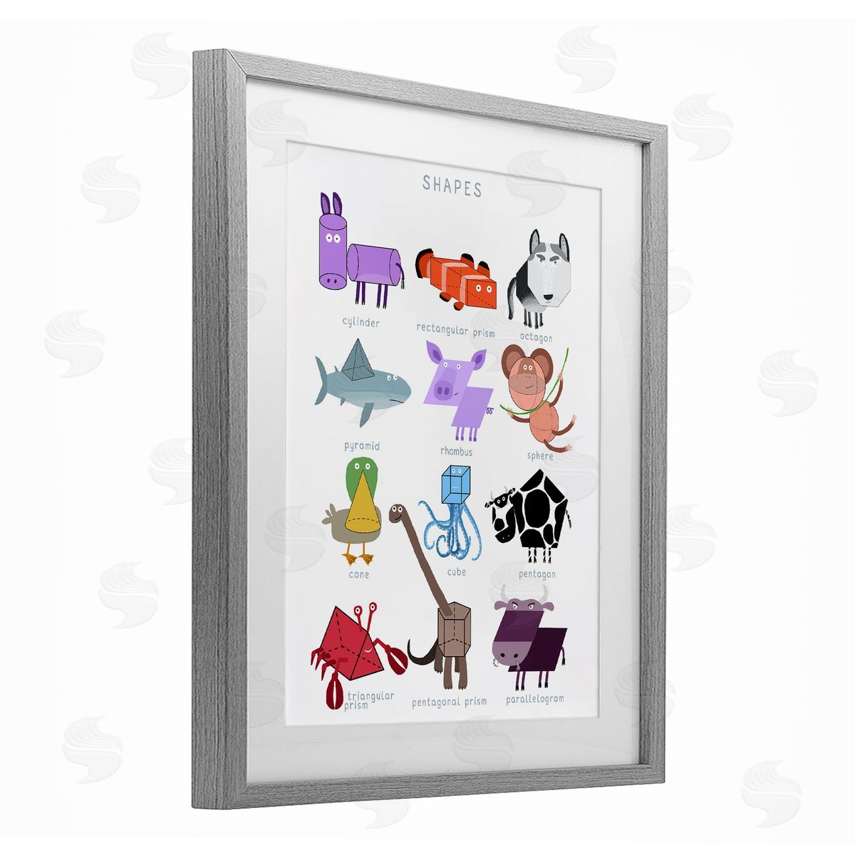 Carla Daly Learning 3D Shapes with Animals Canvas Wall Art Print