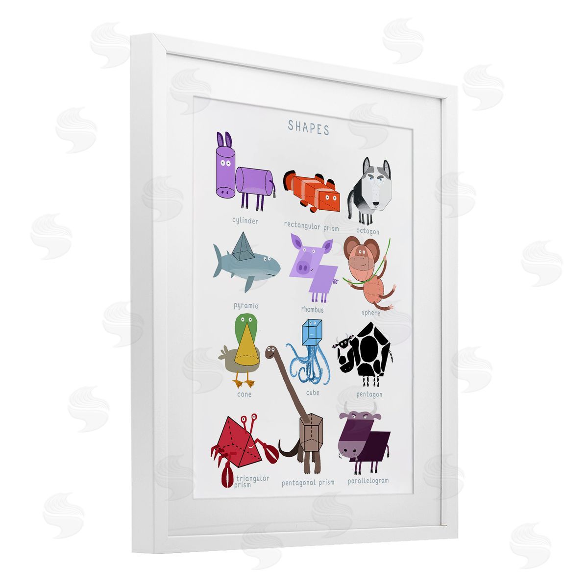 Carla Daly Learning 3D Shapes with Animals Canvas Wall Art Print