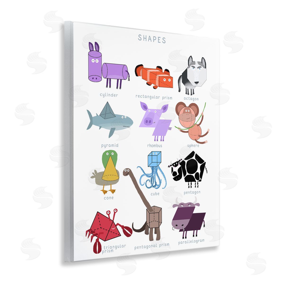 Carla Daly Learning 3D Shapes with Animals Canvas Wall Art Print