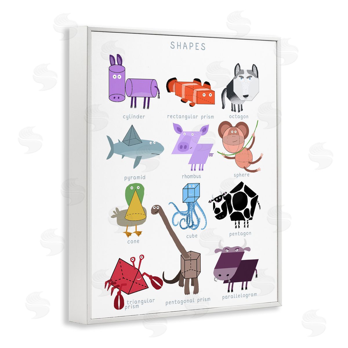 Carla Daly Learning 3D Shapes with Animals Canvas Wall Art Print