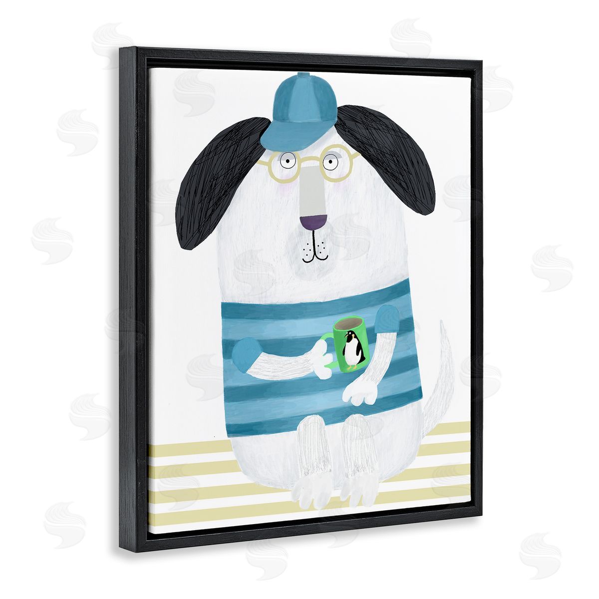 Carla Daly Dog with Penguin Mug Canvas Wall Art Print
