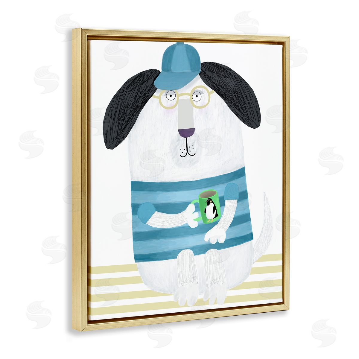 Carla Daly Dog with Penguin Mug Canvas Wall Art Print