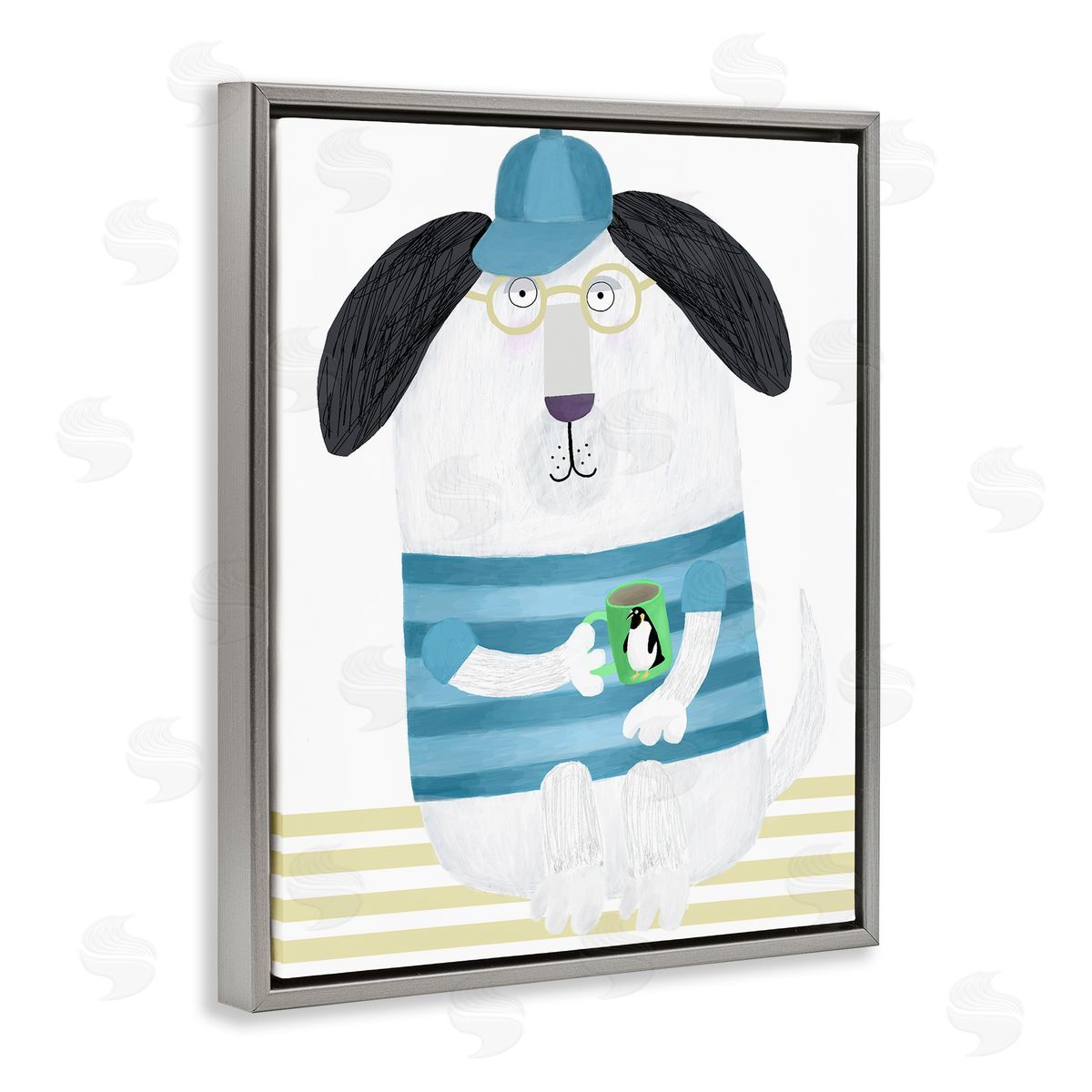 Carla Daly Dog with Penguin Mug Canvas Wall Art Print