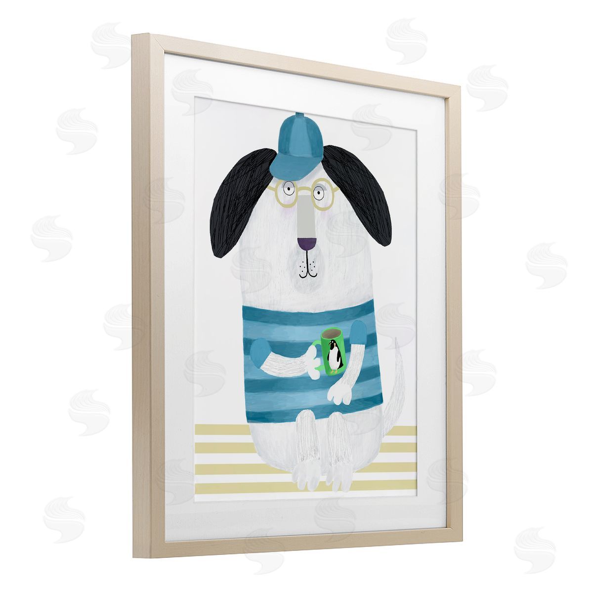 Carla Daly Dog with Penguin Mug Canvas Wall Art Print