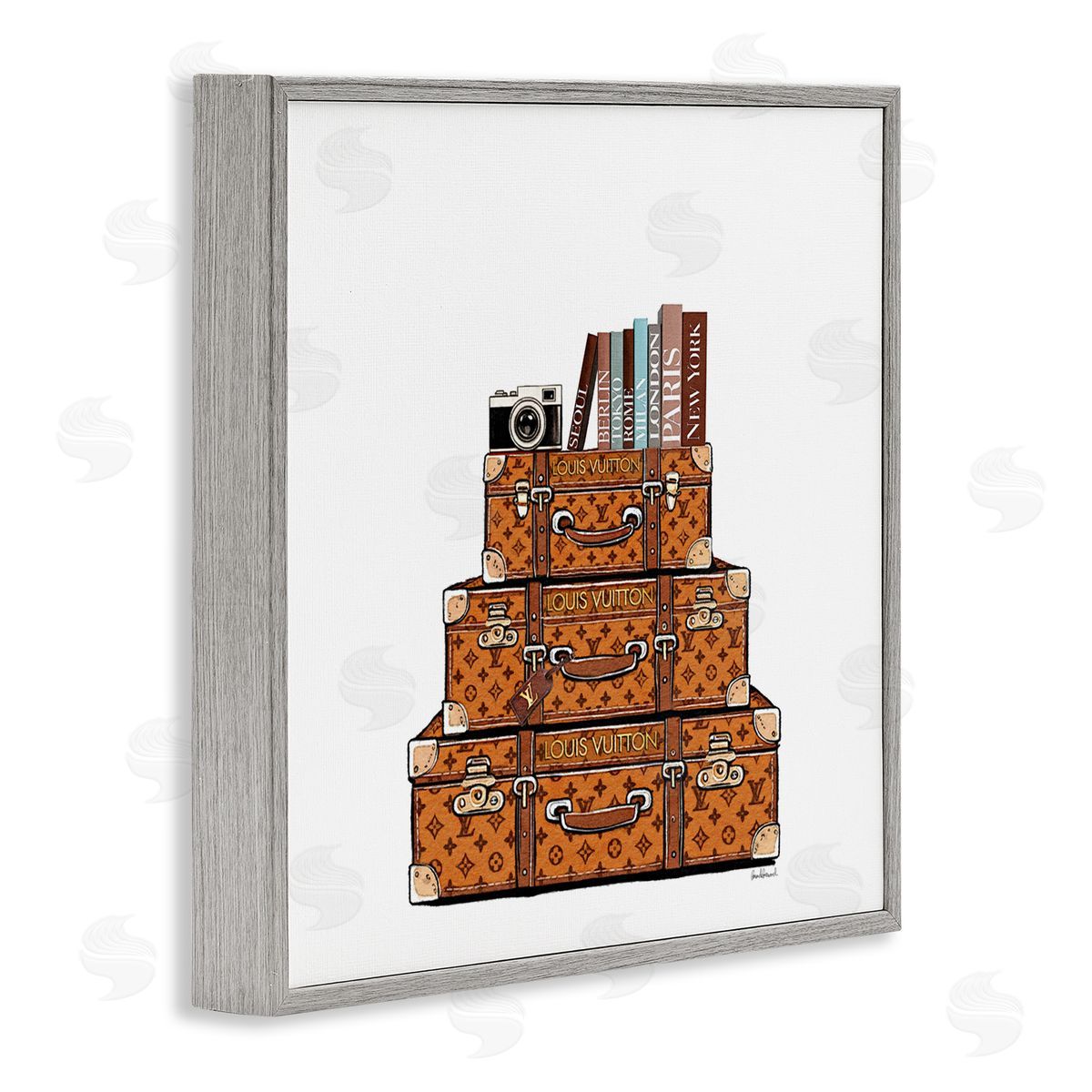 Amanda Greenwood Trendy Stacked Luggages Canvas Wall Art Print