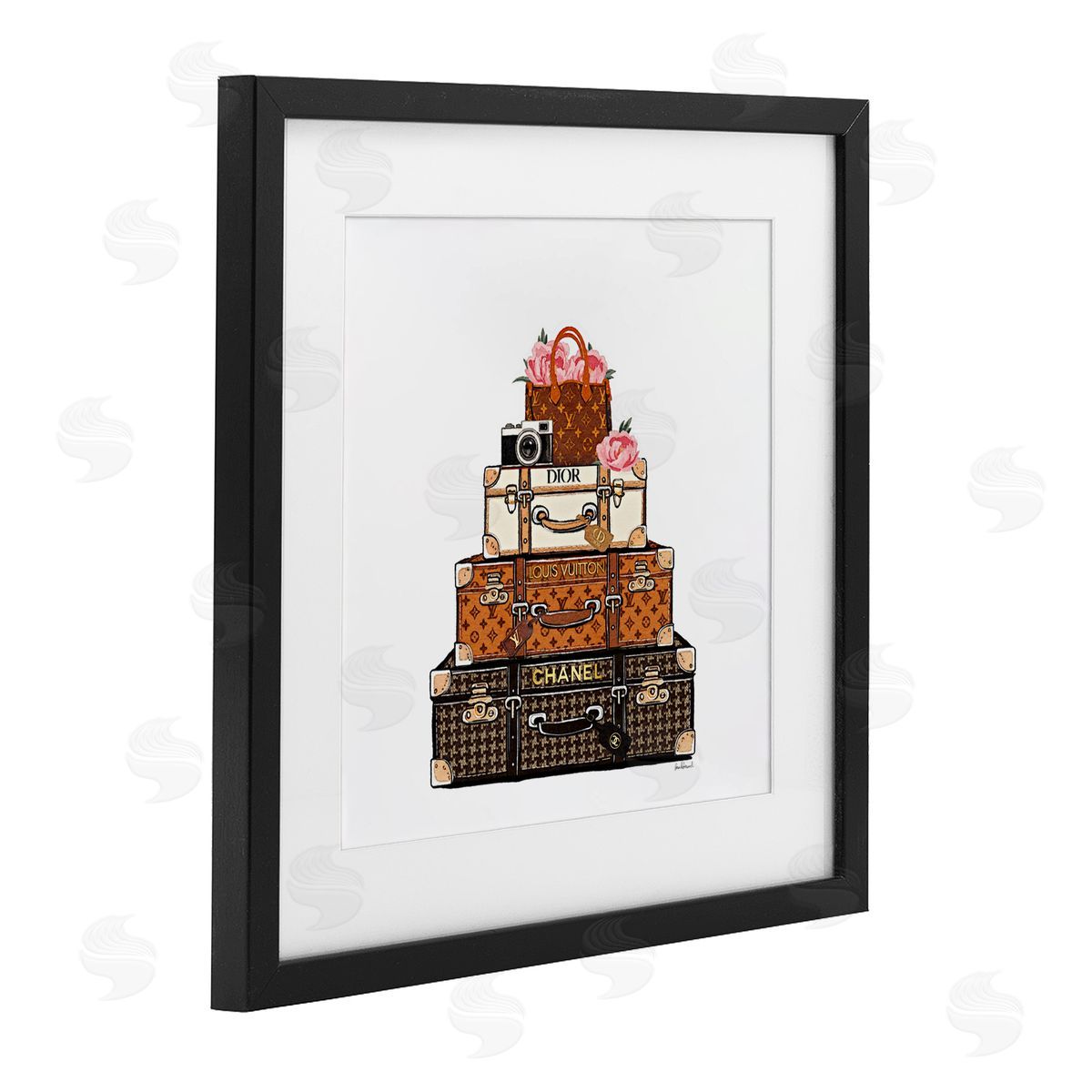 Amanda Greenwood Luggage with Flowers & Camera Canvas Wall Art Print