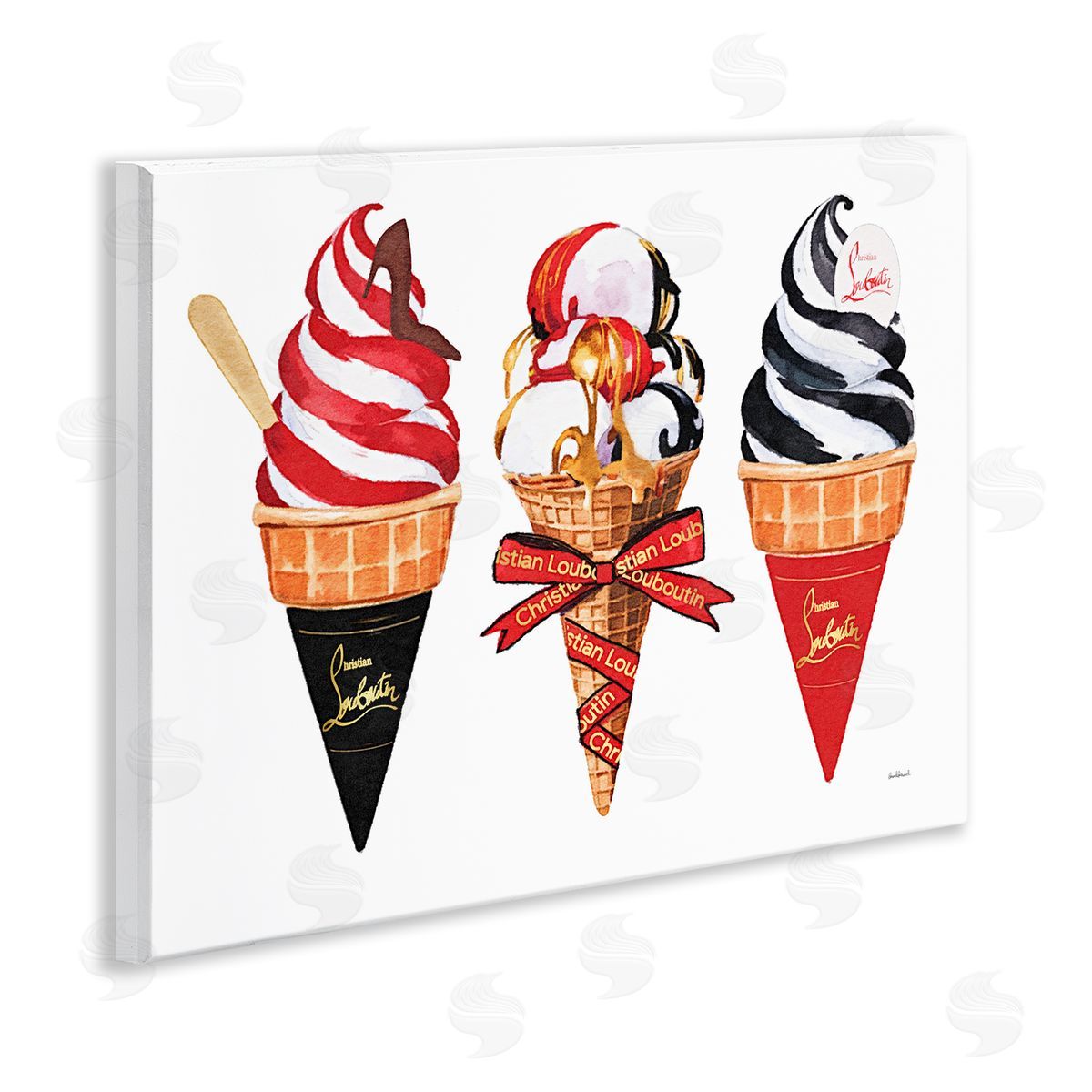 Amanda Greenwood Red & Black Ice Cream Cones Canvas Wall Art Print
