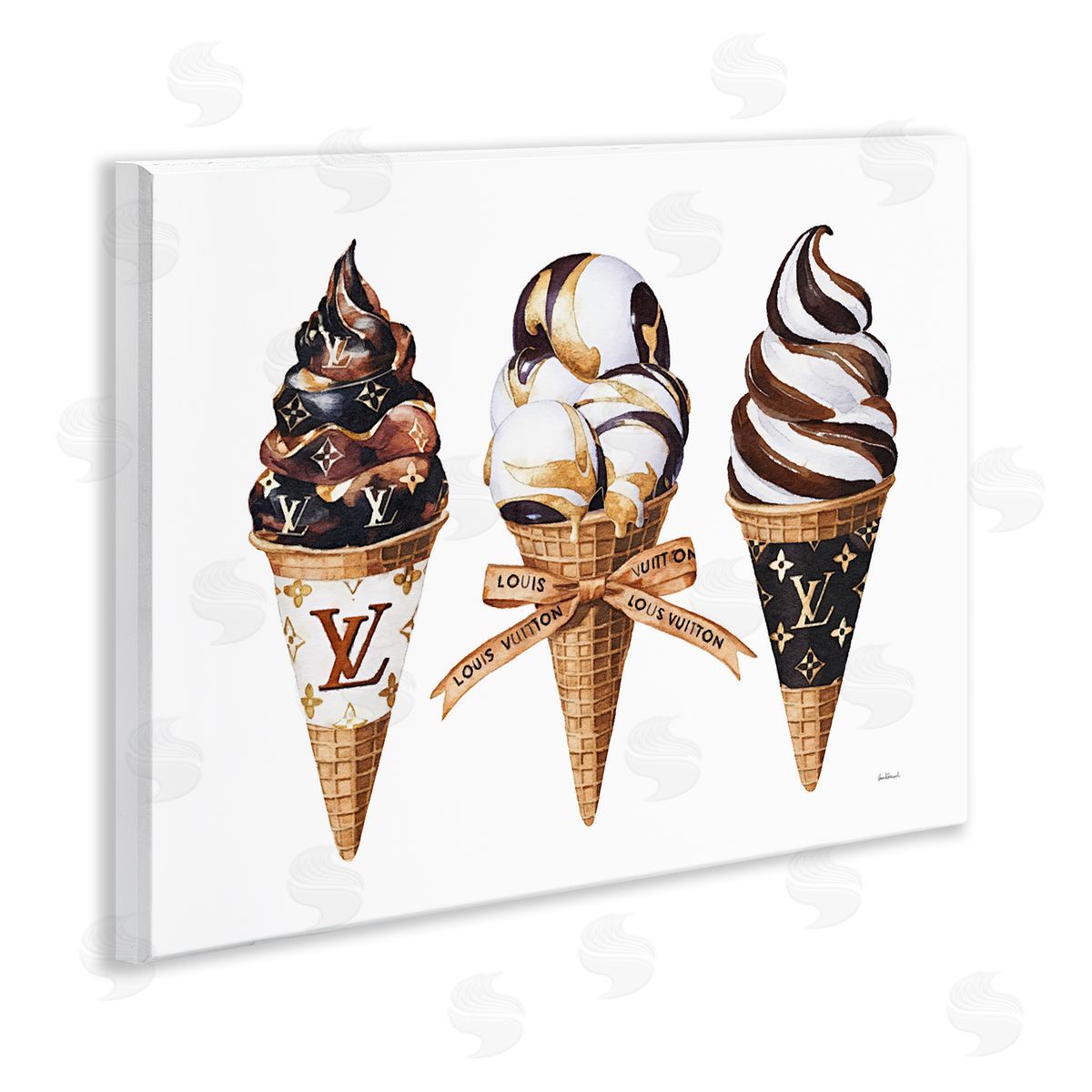 Amanda Greenwood Chocolate Glam Ice Cream Cones Canvas Wall Art Print