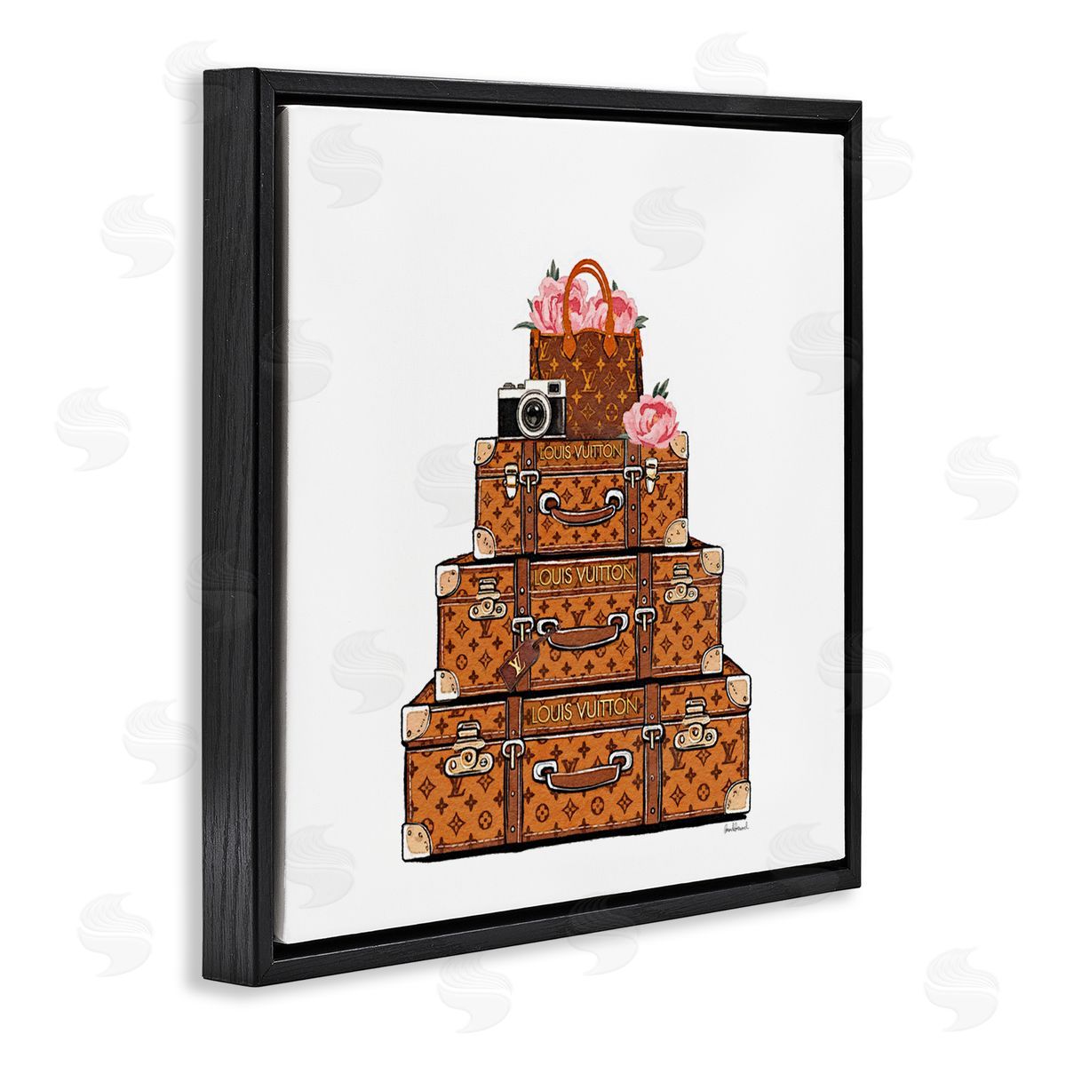 Amanda Greenwood Suitcases with Flowers & Camera Canvas Wall Art Print
