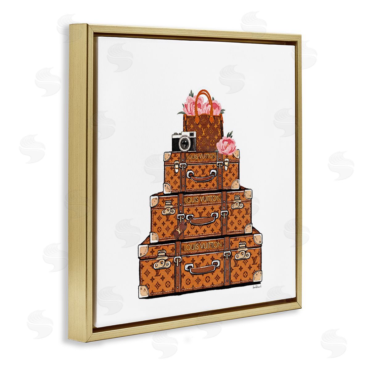 Amanda Greenwood Suitcases with Flowers & Camera Canvas Wall Art Print