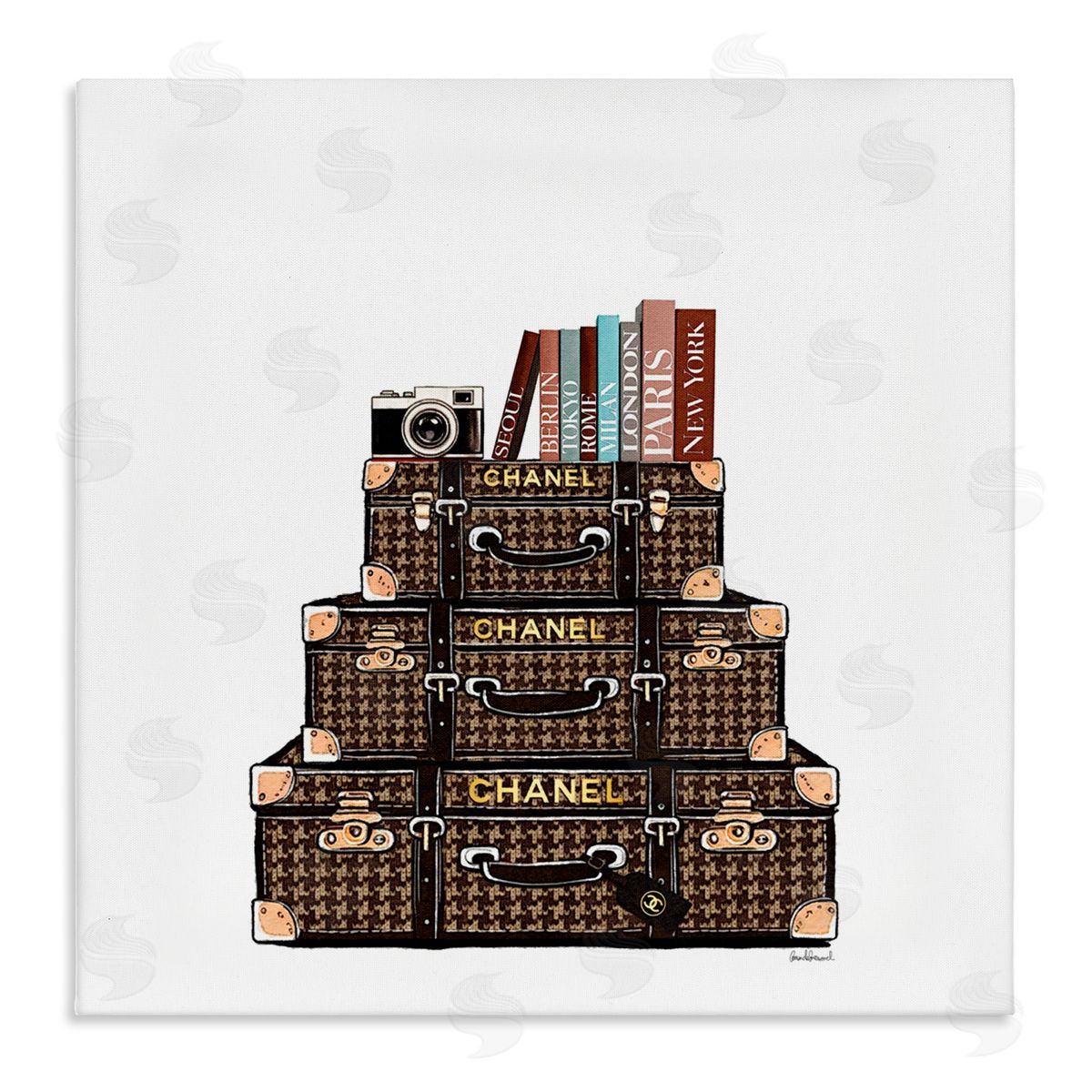 Amanda Greenwood Piled Luxury Suitcases Canvas Wall Art Print