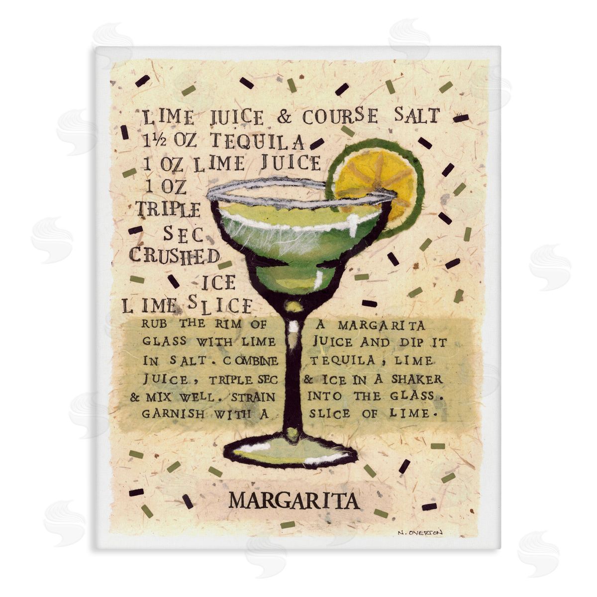 Nancy Overton Salt Margarita Recipe Canvas Wall Art Print