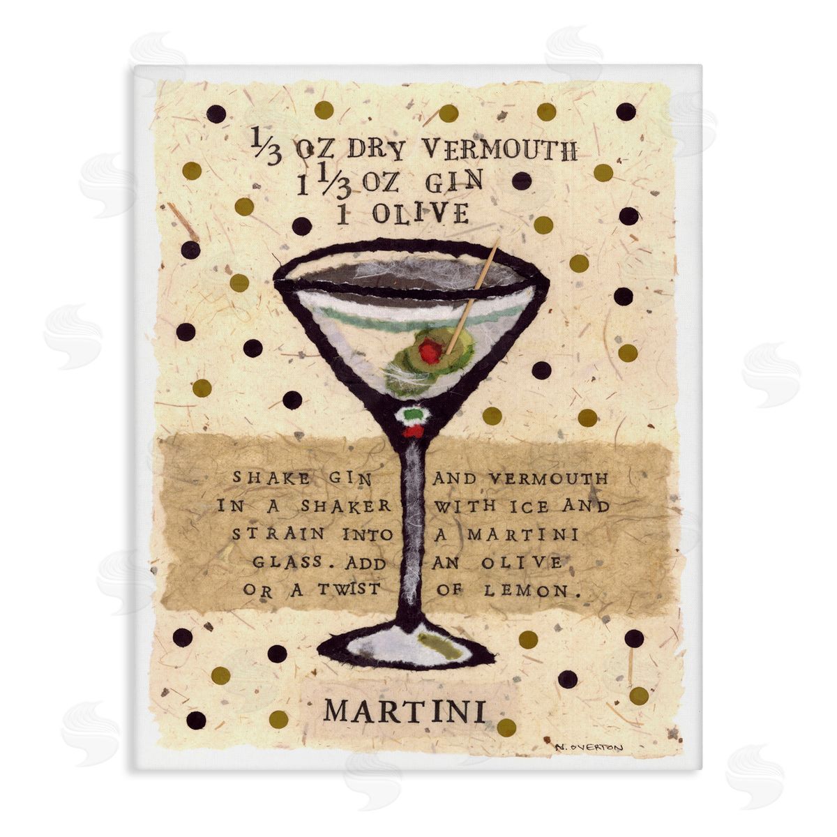 Nancy Overton Dotted Martini Recipe Canvas Wall Art Print
