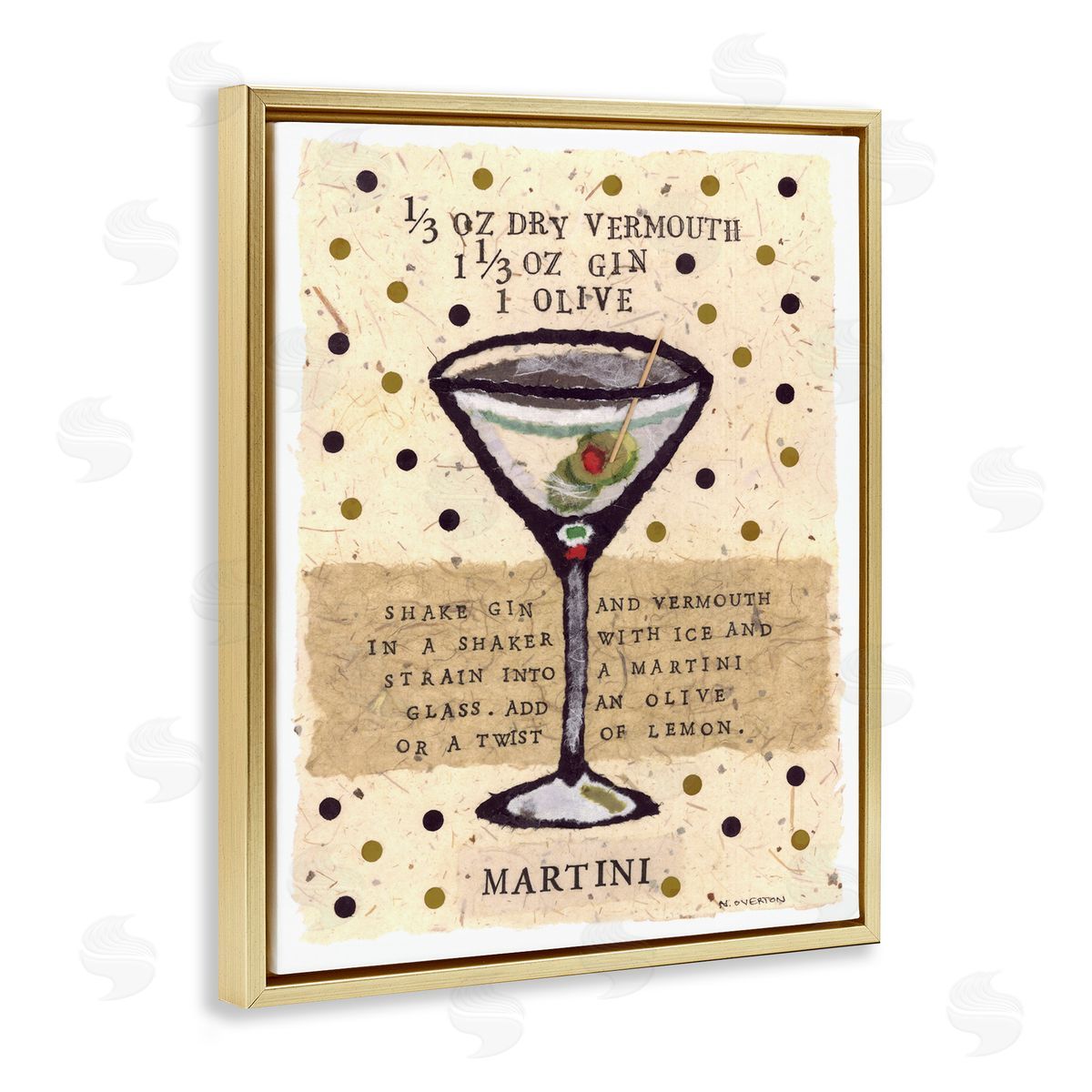 Nancy Overton Dotted Martini Recipe Canvas Wall Art Print