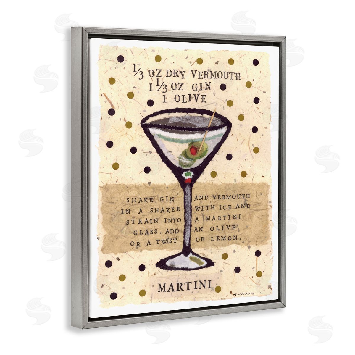 Nancy Overton Dotted Martini Recipe Canvas Wall Art Print