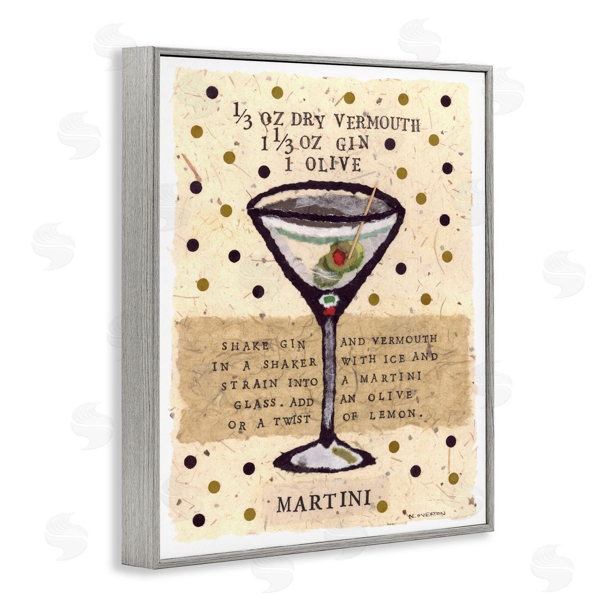Nancy Overton Dotted Martini Recipe Canvas Wall Art Print