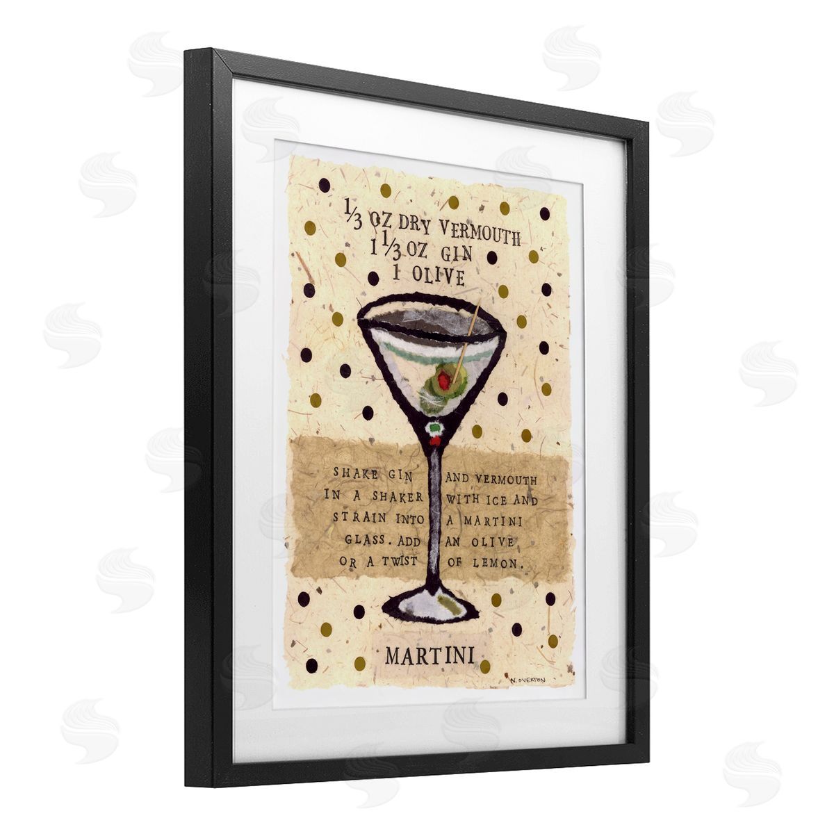 Nancy Overton Dotted Martini Recipe Canvas Wall Art Print
