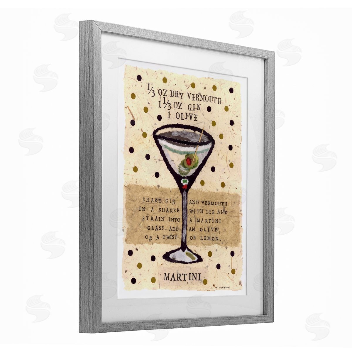 Nancy Overton Dotted Martini Recipe Canvas Wall Art Print