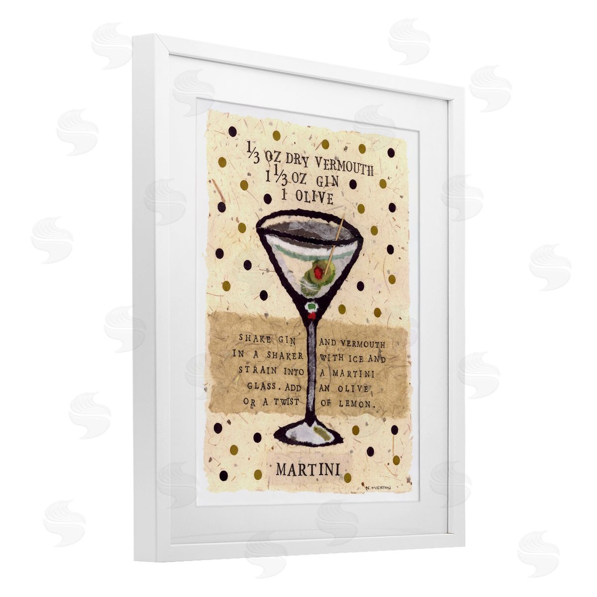 Nancy Overton Dotted Martini Recipe Canvas Wall Art Print