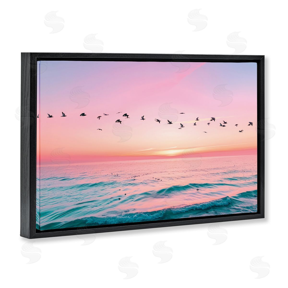 Pink Sherbet Photography Flight Over Pastel Ocean Canvas Wall Art Print