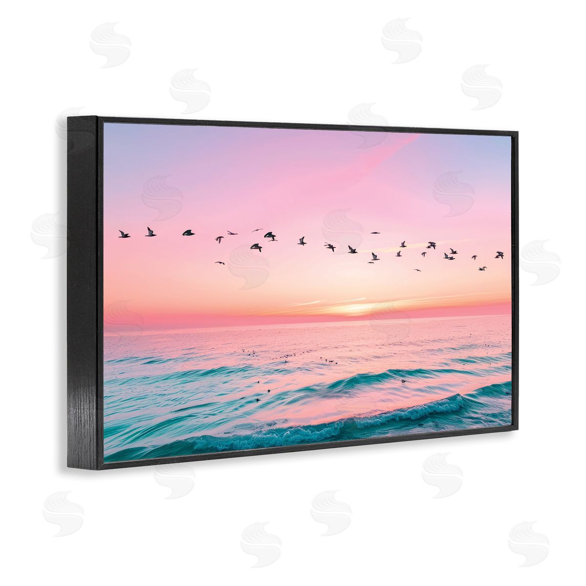 Pink Sherbet Photography Flight Over Pastel Ocean Canvas Wall Art Print