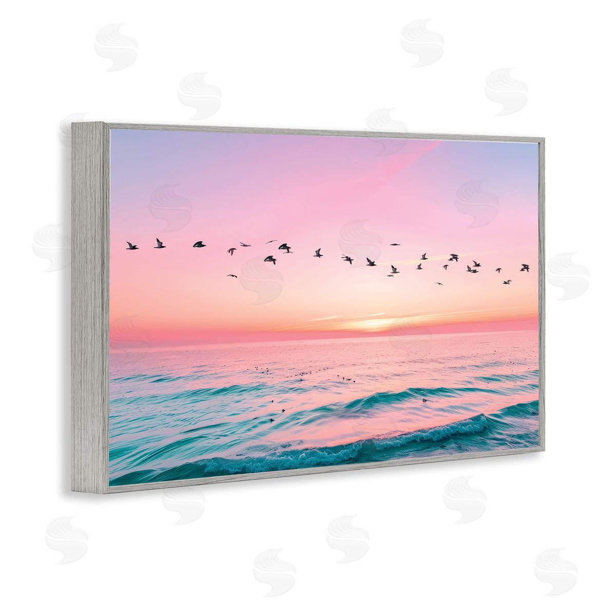 Pink Sherbet Photography Flight Over Pastel Ocean Canvas Wall Art Print