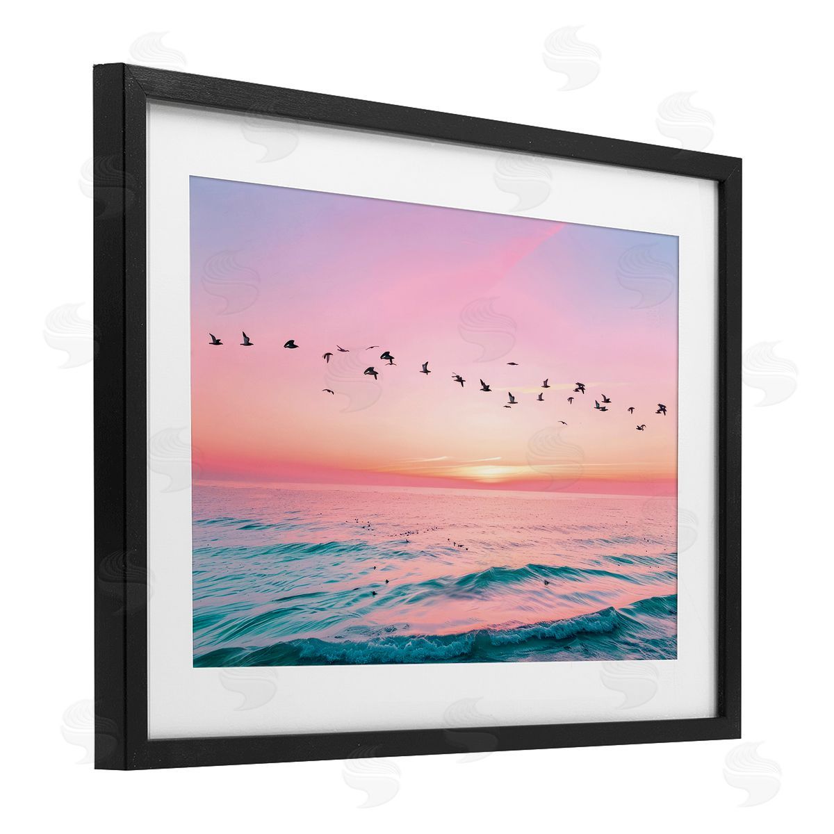 Pink Sherbet Photography Flight Over Pastel Ocean Canvas Wall Art Print